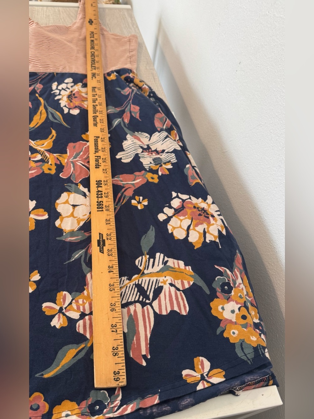 Pact Floral Striped Fit Flare Dress Organic Cotton Tie Back Pockets Large - Picture 4 of 8